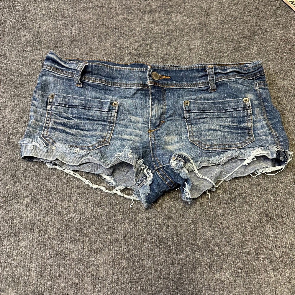 Bluenotes Denim Shorts Womens Size 29 Blue Cut Off Frayed Raw Hem Low Rise